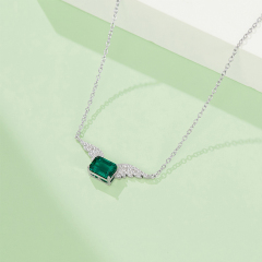 women's necklace 925 sterling silver 0.9CT to cultivate emerald necklace pendant fashion advanced jewelry