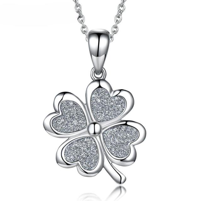 Wholesale Jewelry Suppliers S925 Sterling Silver Pendant Necklaces Lucky Four Leaf Clover Dangling Necklaces For Women Party Gift Fine Jewelry