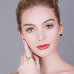 Green Emerald Gemstone Rings for Women 925 Sterling Silver Jewelry Romantic Classic Water Drop Ring Valentine's Day Gift