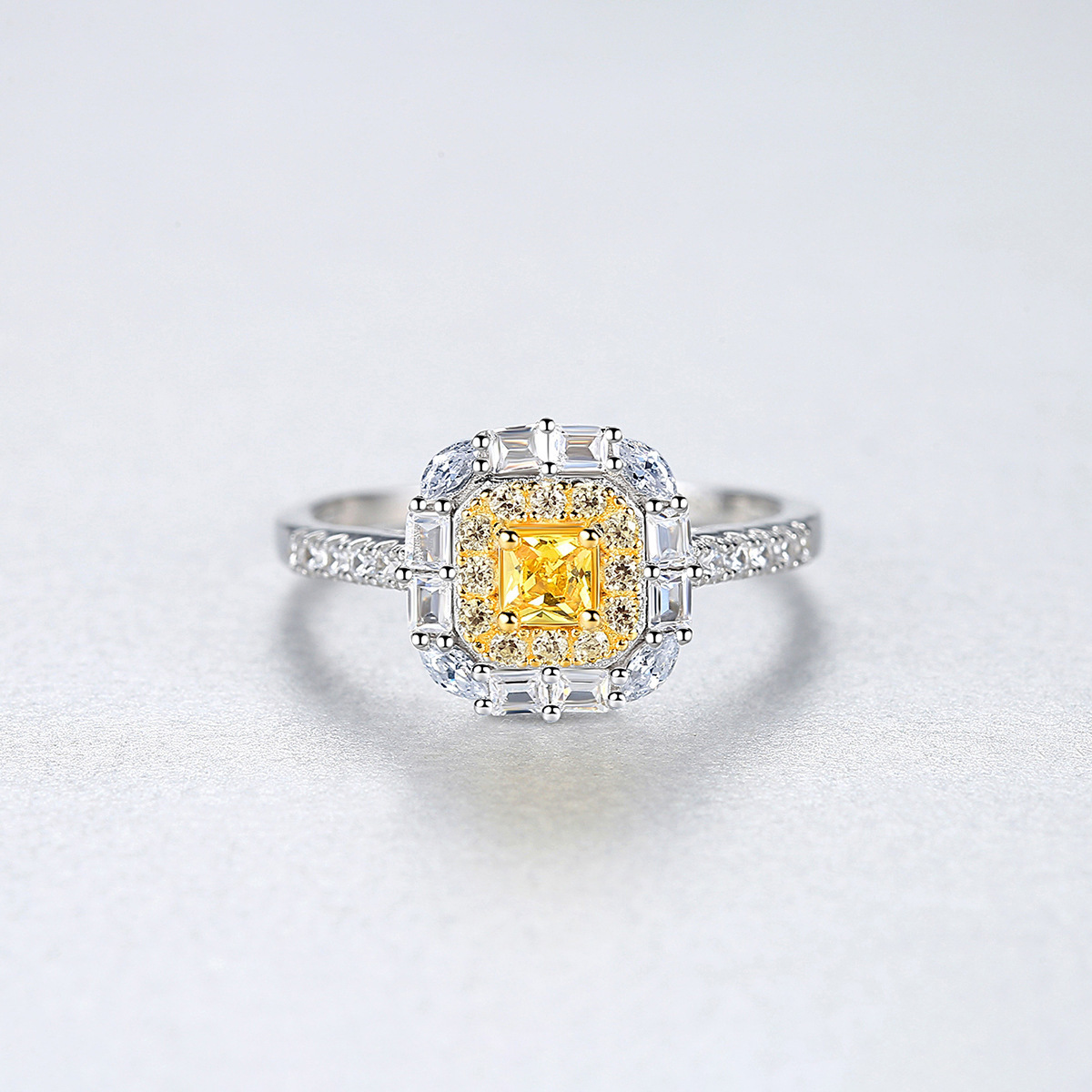 S925 silver Women's Ring fine jewellery with two-tone gold plated zirconia fashion fine jewellery