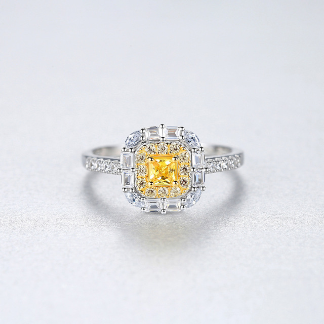 S925 silver Women's Ring fine jewellery with two-tone gold plated zirconia fashion fine jewellery