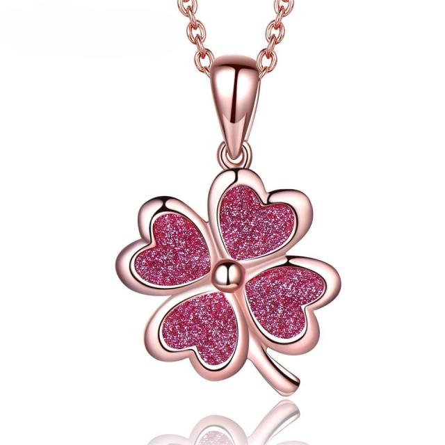 Wholesale Jewelry Suppliers S925 Sterling Silver Pendant Necklaces Lucky Four Leaf Clover Dangling Necklaces For Women Party Gift Fine Jewelry