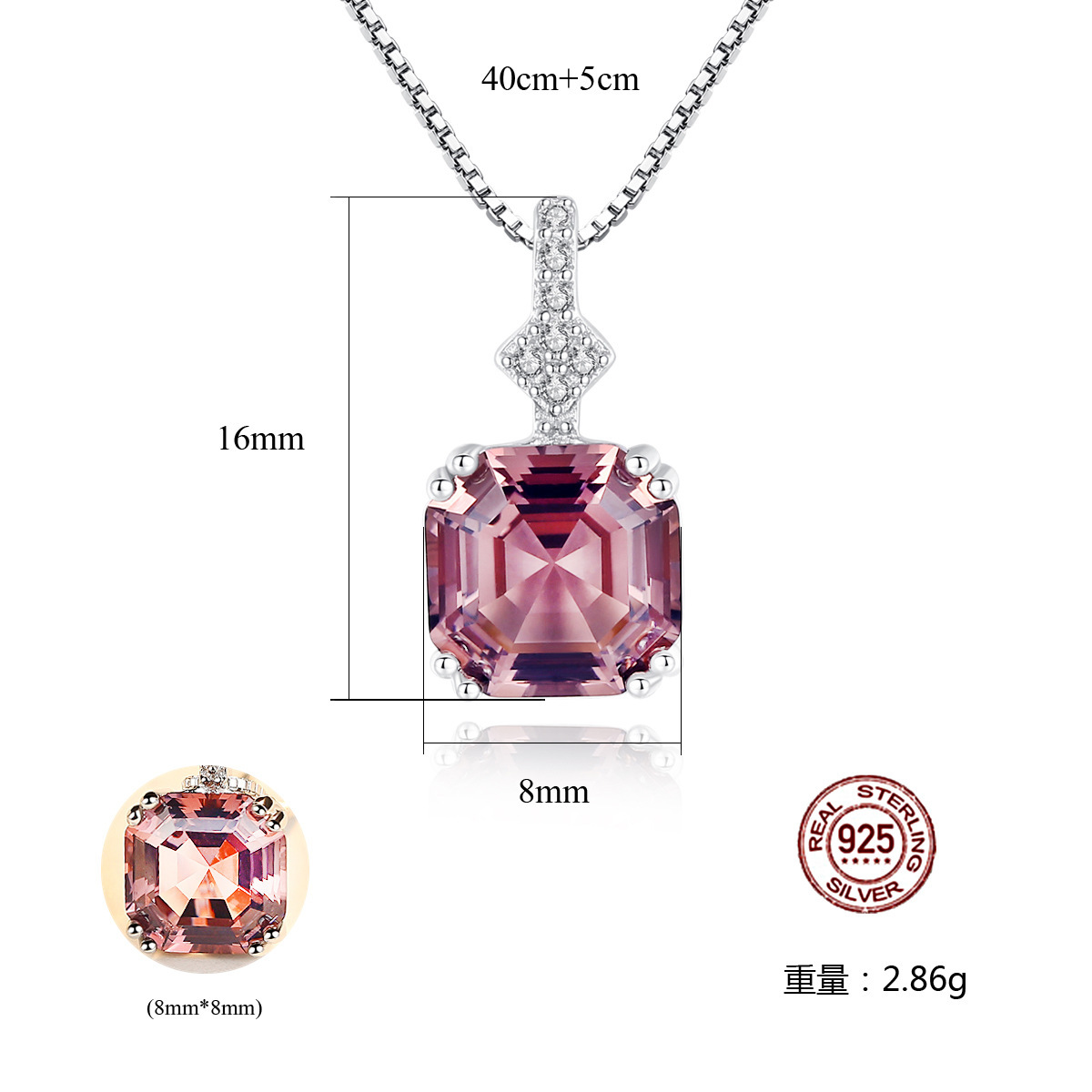 ot models sterling silver necklace morganite pendant fashion women 925 silver jewelry