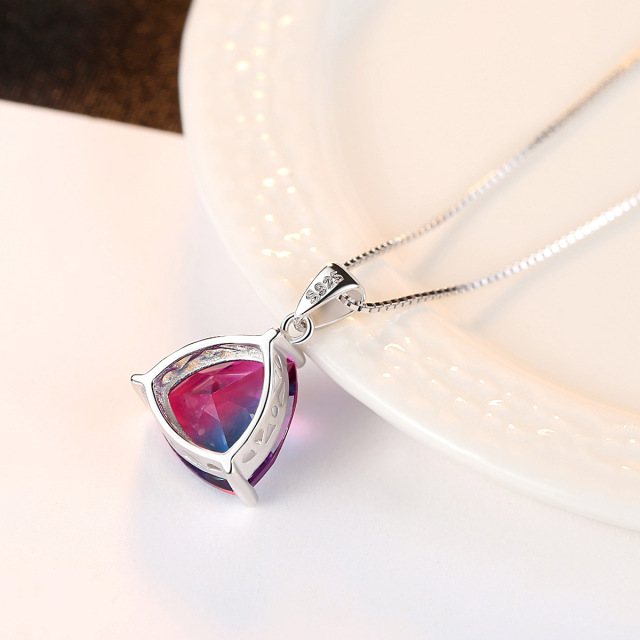 pendant 925 sterling silver necklace for women synthetic gemstone simple fashion high sense jewellery wholesale