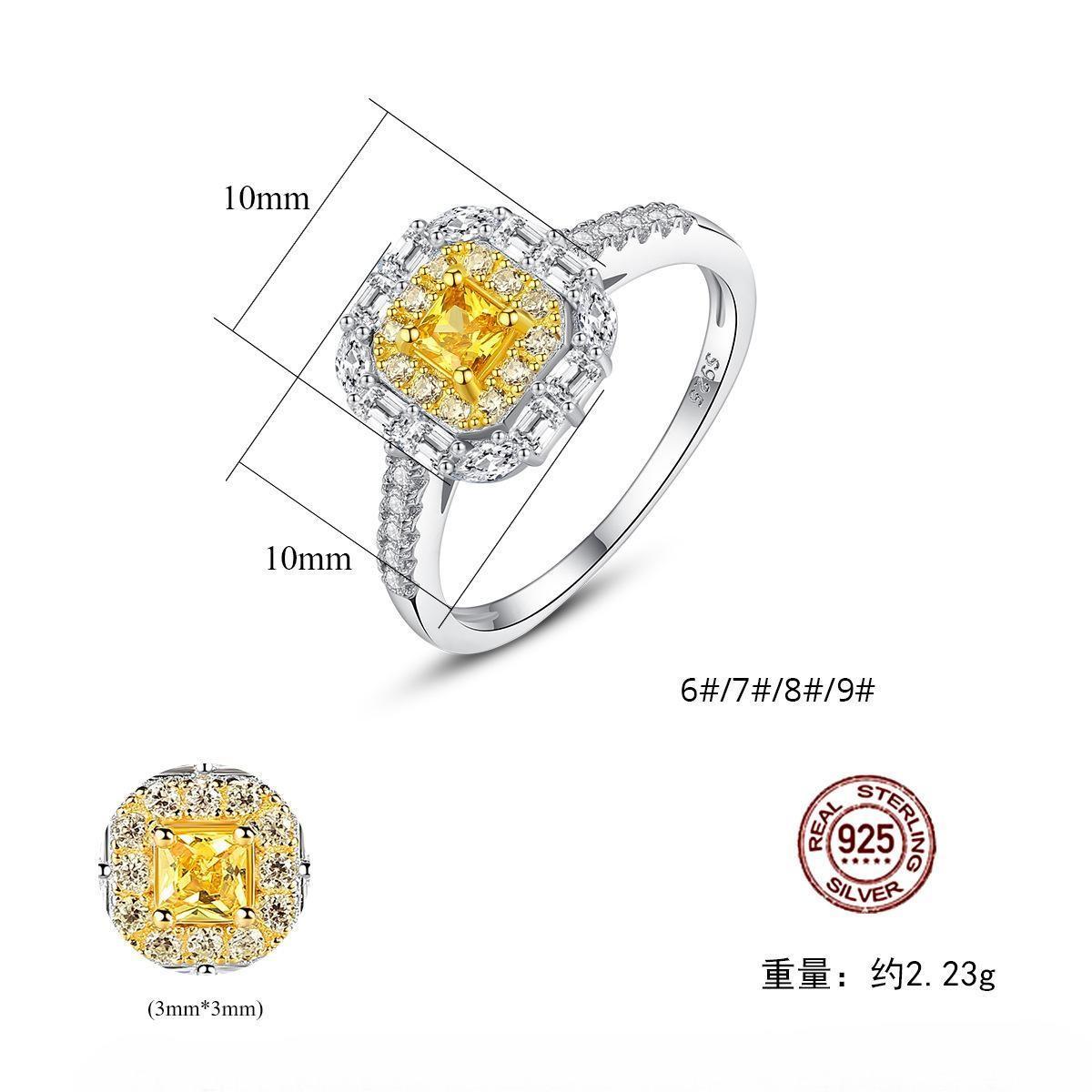 S925 silver Women's Ring fine jewellery with two-tone gold plated zirconia fashion fine jewellery