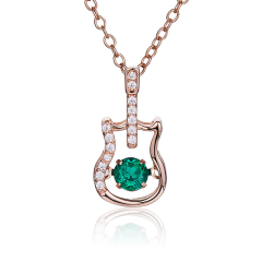 Exquisite lab-grown emerald Guitar dangling necklace S925 sterling silver cultivation Nano created emerald pendant necklace for gift and daily use