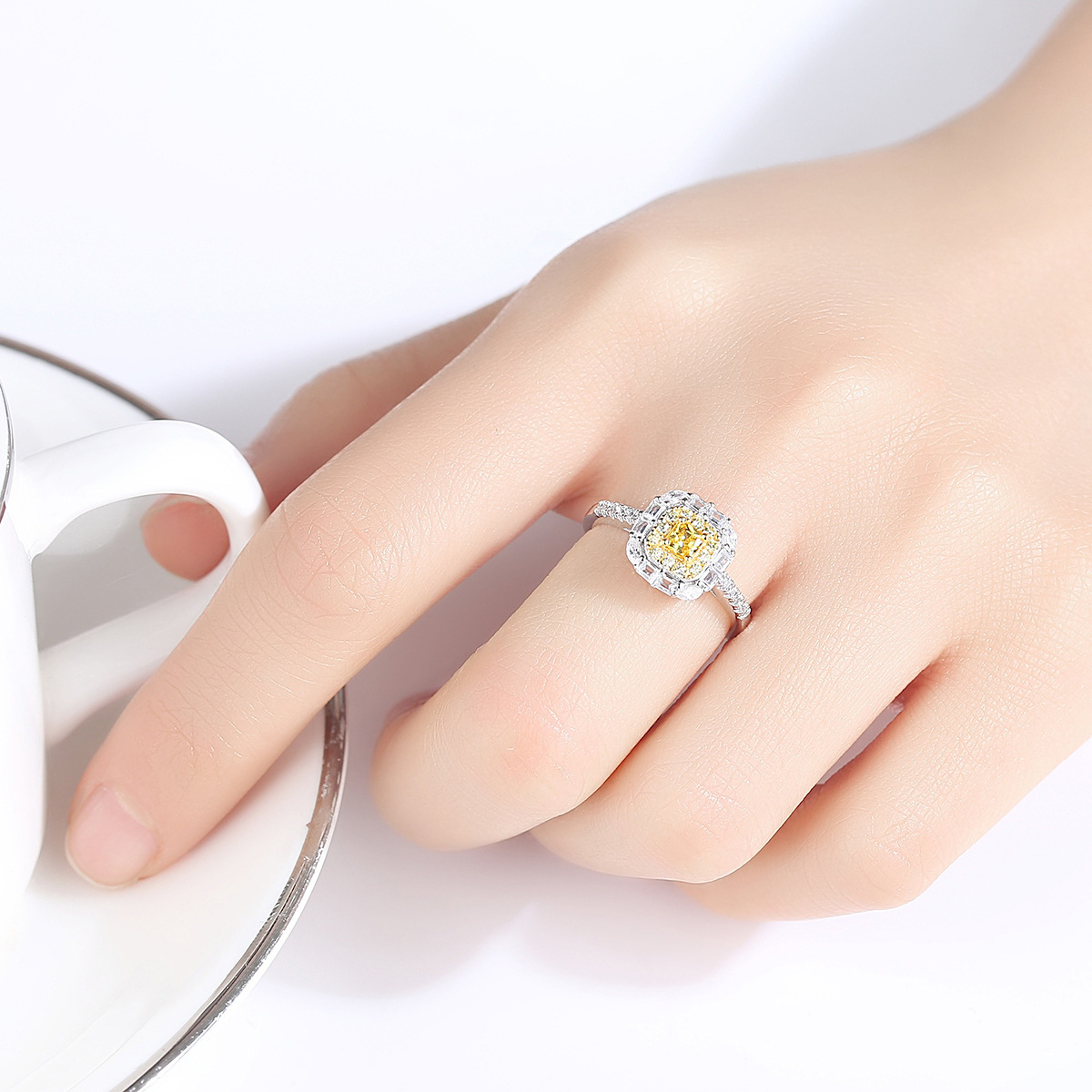 S925 silver Women's Ring fine jewellery with two-tone gold plated zirconia fashion fine jewellery