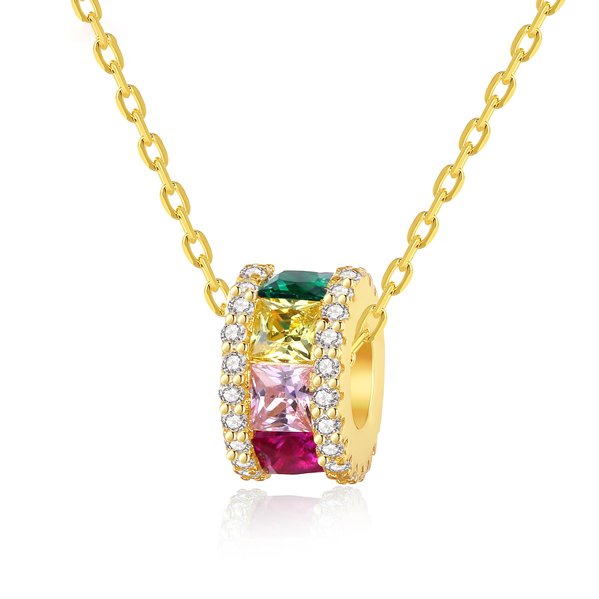 925 sterling silver pendant with colourful zirconia necklace with simple and fashionable small waist collarbone chain