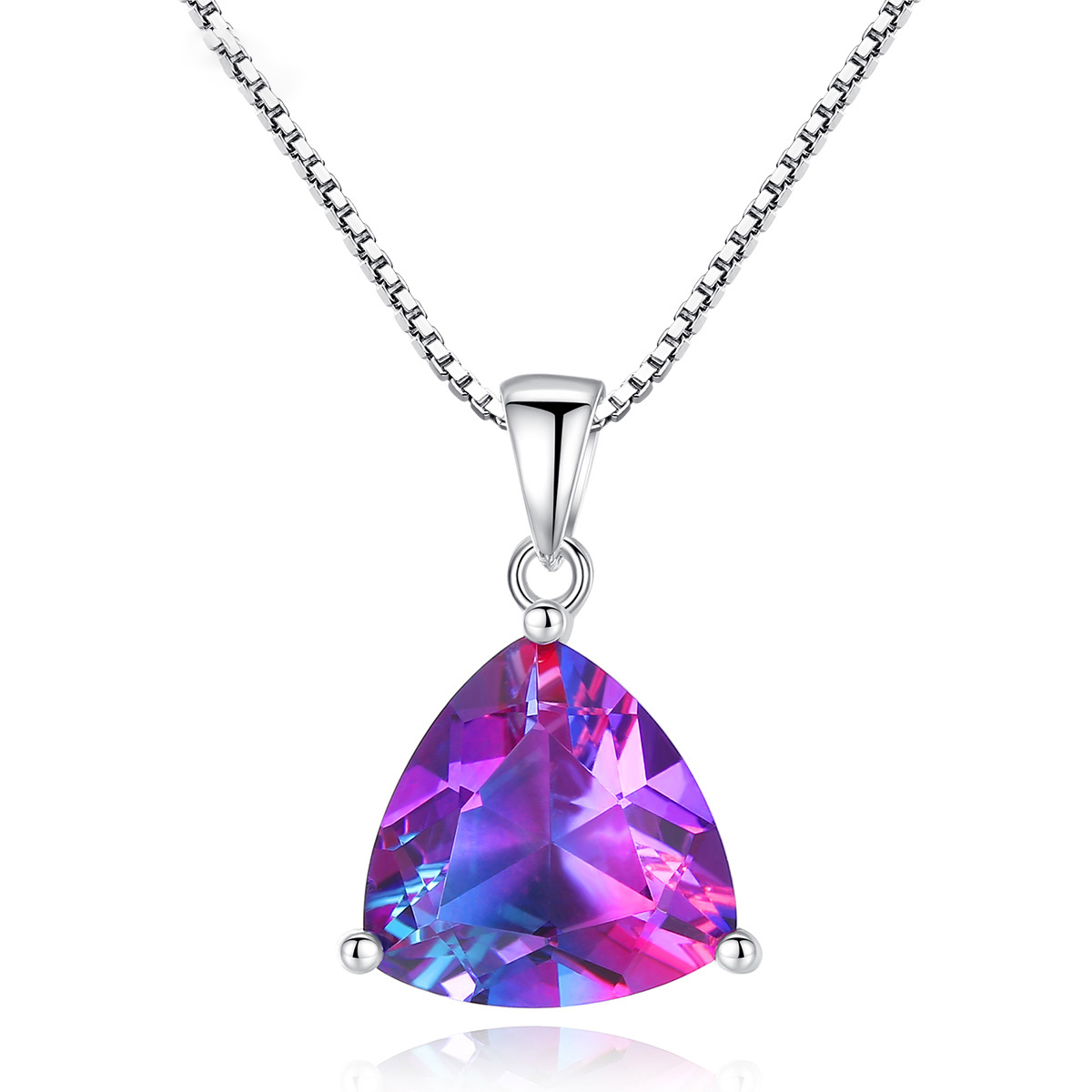 pendant 925 sterling silver necklace for women synthetic gemstone simple fashion high sense jewellery wholesale