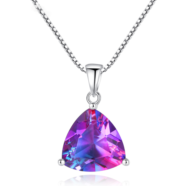 pendant 925 sterling silver necklace for women synthetic gemstone simple fashion high sense jewellery wholesale