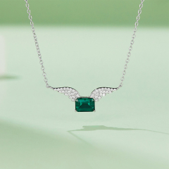 women's necklace 925 sterling silver 0.9CT to cultivate emerald necklace pendant fashion advanced jewelry