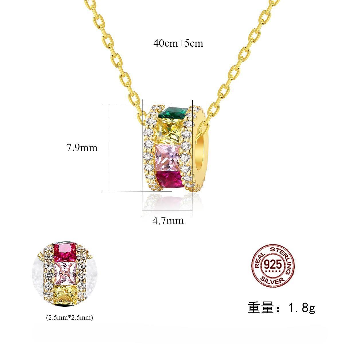 925 sterling silver pendant with colourful zirconia necklace with simple and fashionable small waist collarbone chain