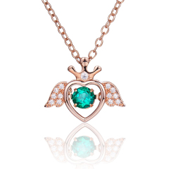 925 Sterling Silver Necklace 0.25CT Round Cultivated Emerald Ladies Necklace Pendant Wedding Party High Jewelry
