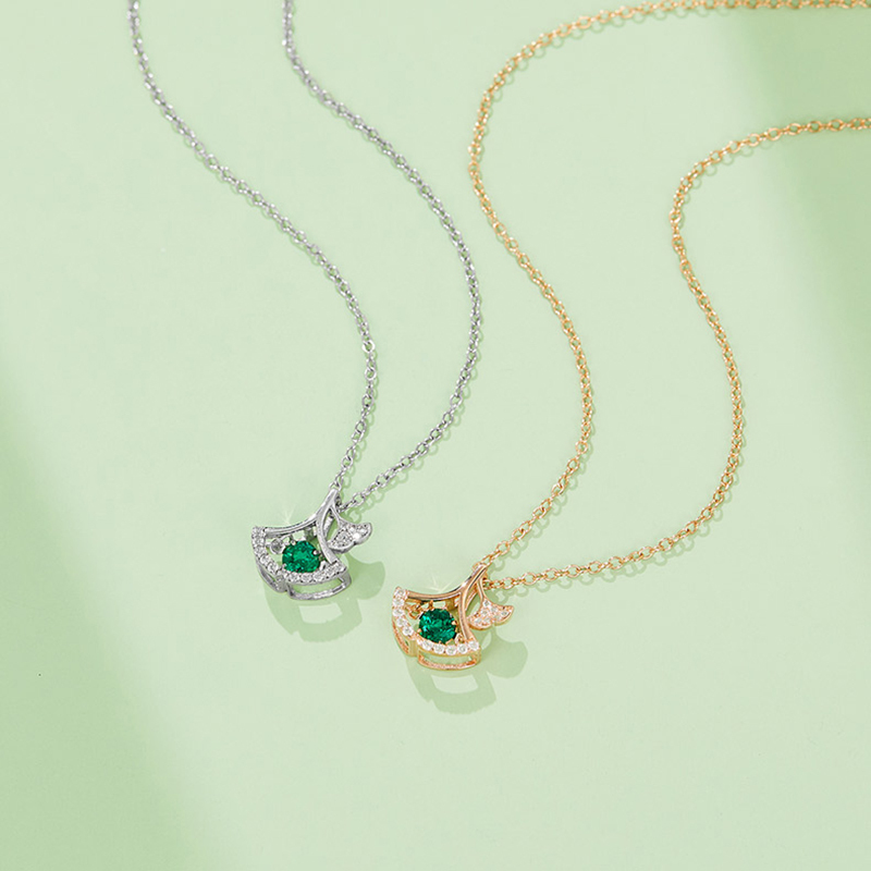 Ethereal Women's Necklace Pendant S925 Sterling Silver Necklace Round Cultivated Lab-grown Emerald Wedding Party High Quality Fine silver Jewelry