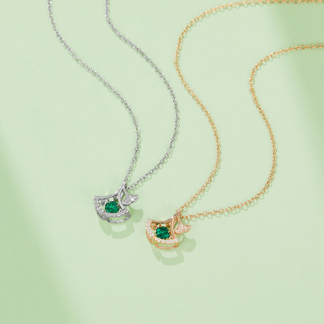 Ethereal Women's Necklace Pendant S925 Sterling Silver Necklace Round Cultivated Lab-grown Emerald Wedding Party High Quality Fine silver Jewelry