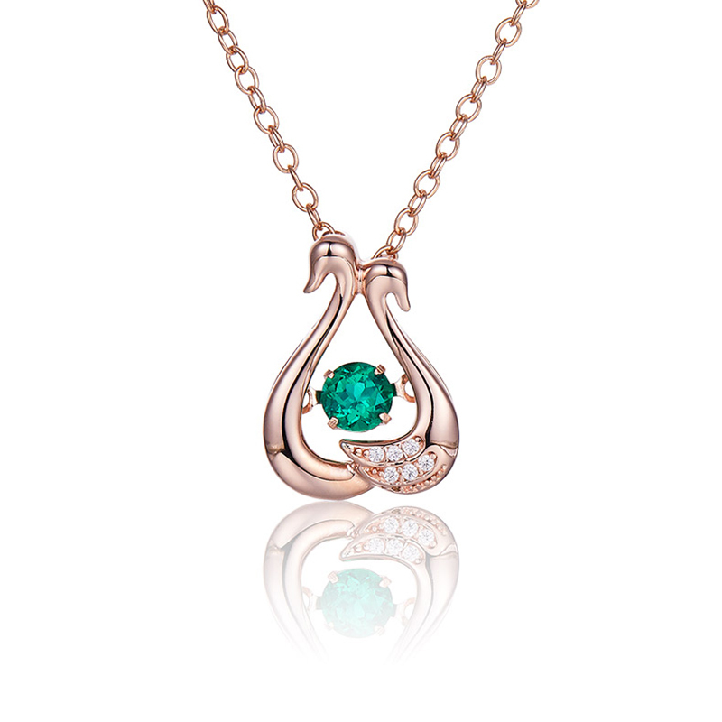 925 sterling silver women's necklace 0.9CT to cultivate emerald necklace pendant fashion advanced jewelry