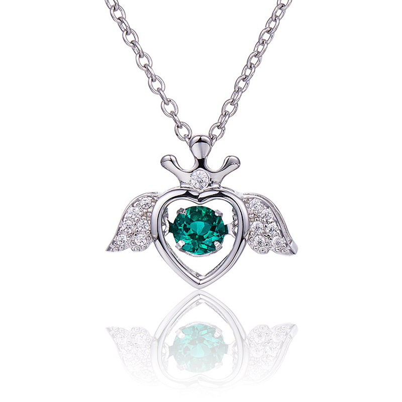 925 Sterling Silver Necklace 0.25CT Round Cultivated Emerald Ladies Necklace Pendant Wedding Party High Jewelry