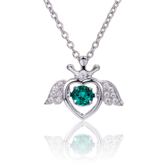925 Sterling Silver Necklace 0.25CT Round Cultivated Emerald Ladies Necklace Pendant Wedding Party High Jewelry
