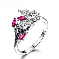 Wholesale Jewelry Supplier Luxury Created Ruby Natural Black Spinel Rings S925 Sterling Silver Wedding Band Rings For Women Fine Jewelry Factory