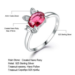 Genuine 925 Sterling Silver Rings Bands Created Nano Ruby Cute Rings For Girls Romantic Birthday Gift Fine Jewelry