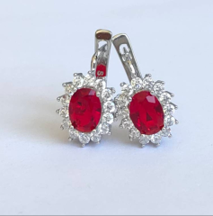 Solid 925 Sterling Silver Gemstone Clip Earrings for Women Blue Sapphire Fine Jewelry Wedding Engagement Valentine's Gift