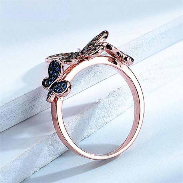 Genuine 925 Sterling Silver Rings Natural Butterfly Pattern Rings Party Hyperbole Gifts For Women Fine Jewelry