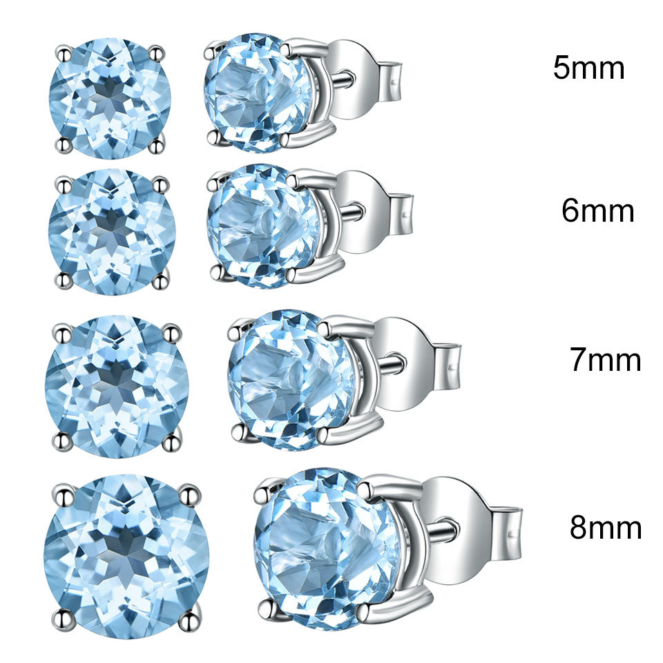 Classic S925 Sterling Silver Round Lab-grown Emerald and Nano Created Topaz Gemstone Stud Earrings From Fine wholesale Jewelry Suppliers