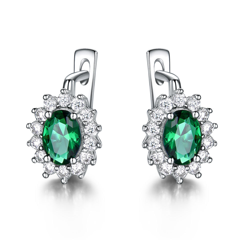 Solid 925 Sterling Silver Gemstone Clip Earrings for Women Blue Sapphire Fine Jewelry Wedding Engagement Valentine's Gift