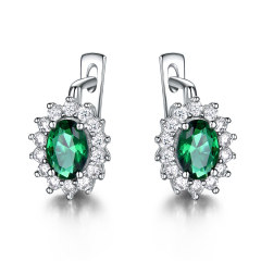 Solid 925 Sterling Silver Gemstone Clip Earrings for Women Blue Sapphire Fine Jewelry Wedding Engagement Valentine's Gift