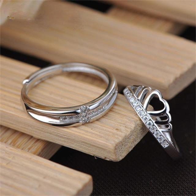 Romantic Heart Crown Wedding Couple Rings 925 Sterling Silver Rings For Wife Anniversary Engagement Gift Fine Jewelry