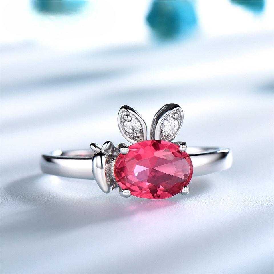 Genuine 925 Sterling Silver Rings Bands Created Nano Ruby Cute Rings For Girls Romantic Birthday Gift Fine Jewelry