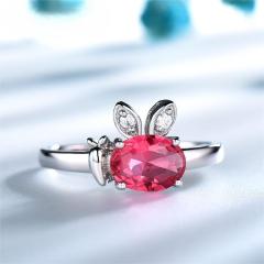 Genuine 925 Sterling Silver Rings Bands Created Nano Ruby Cute Rings For Girls Romantic Birthday Gift Fine Jewelry