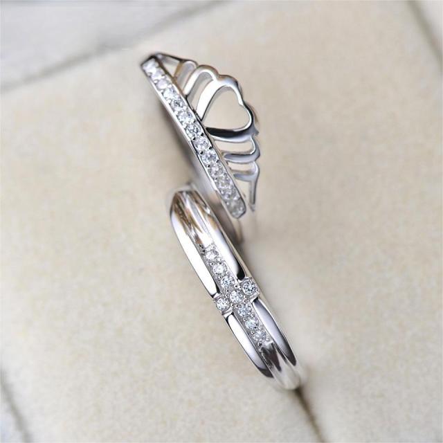 Romantic Heart Crown Wedding Couple Rings 925 Sterling Silver Rings For Wife Anniversary Engagement Gift Fine Jewelry