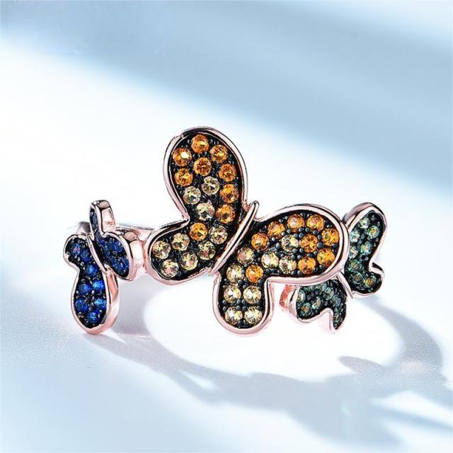 Genuine 925 Sterling Silver Rings Natural Butterfly Pattern Rings Party Hyperbole Gifts For Women Fine Jewelry
