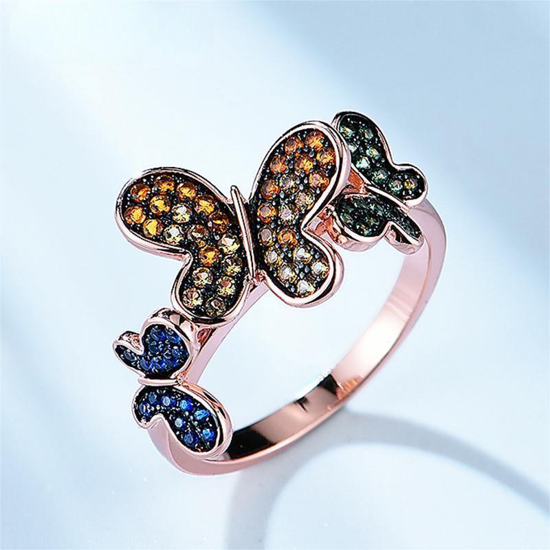 Genuine 925 Sterling Silver Rings Natural Butterfly Pattern Rings Party Hyperbole Gifts For Women Fine Jewelry