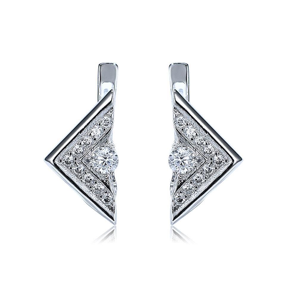 Genuine 925 Sterling Silver Clip Earrings Elegant Triangle Officie Jewelry For Women Anniversary Gift
