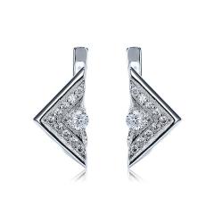 Genuine 925 Sterling Silver Clip Earrings Elegant Triangle Officie Jewelry For Women Anniversary Gift