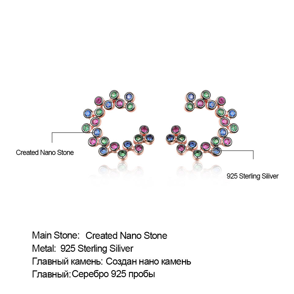 Classic Stud Earrings 925 Sterling Silver Earrings for Women Gemstones Wedding Trendy Statement Jewelry
