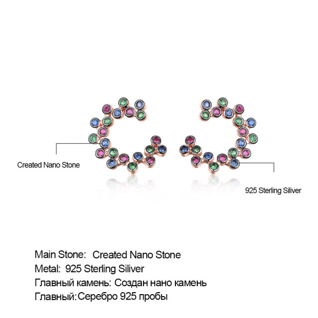 Classic Stud Earrings 925 Sterling Silver Earrings for Women Gemstones Wedding Trendy Statement Jewelry