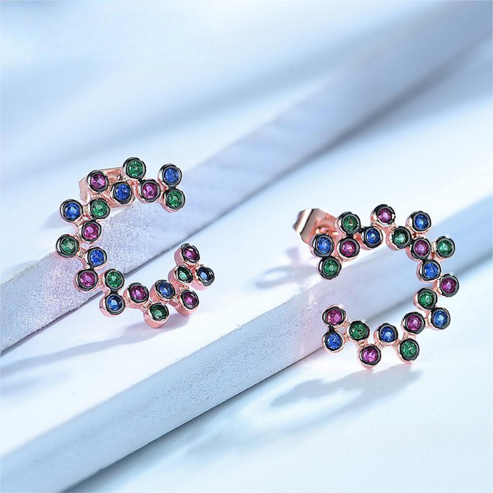 Classic Stud Earrings 925 Sterling Silver Earrings for Women Gemstones Wedding Trendy Statement Jewelry