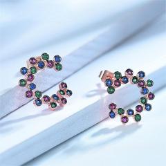 Classic Stud Earrings 925 Sterling Silver Earrings for Women Gemstones Wedding Trendy Statement Jewelry