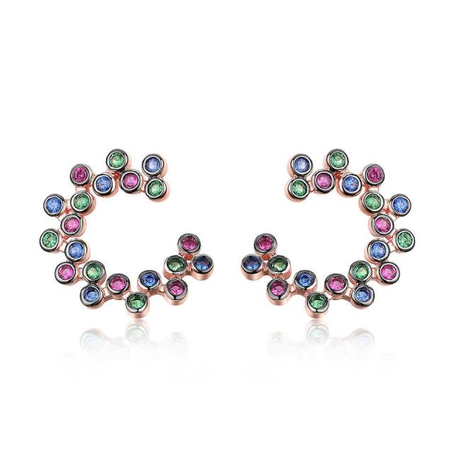 Classic Stud Earrings 925 Sterling Silver Earrings for Women Gemstones Wedding Trendy Statement Jewelry