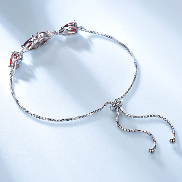 Created Garnet Gemstone Jewelry Real 925 Sterling Silver Bracelets & Bangles Romantic Wedding Engagement Jewelry For Women