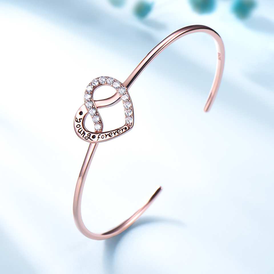 S925 Sterling silver Bracelets Love Forever Fashion Letter Bracelets female Open Bangle for Women classic Engagement Fine Jewelry