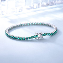 Created Luxury Real 925 Sterling Silver Bracelets & Bangles Nano Green Emerald Gemstone Bracelet Romantic For Women Gifts