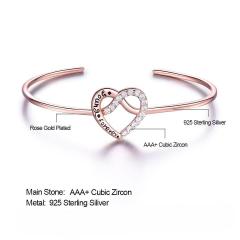 S925 Sterling silver Bracelets Love Forever Fashion Letter Bracelets female Open Bangle for Women classic Engagement Fine Jewelry
