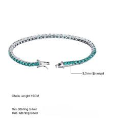 Created Luxury Real 925 Sterling Silver Bracelets & Bangles Nano Green Emerald Gemstone Bracelet Romantic For Women Gifts