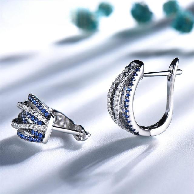 Wholesale Jewelry suppliers S925 Sterling Silver Hoop Earrigns Lab -grown Emerald Clip Classic Earrings For Party Wedding Gift Jewelry supply