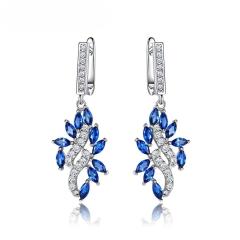 Elegant Blue Sapphire Drop Earrings for Women Genuine S925 Sterling Silver Dangle Earrings Gemstone September Gemstone Birthday Party Gift for Her