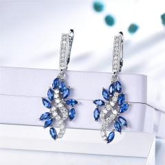 Elegant Blue Sapphire Drop Earrings for Women Genuine S925 Sterling Silver Dangle Earrings Gemstone September Gemstone Birthday Party Gift for Her